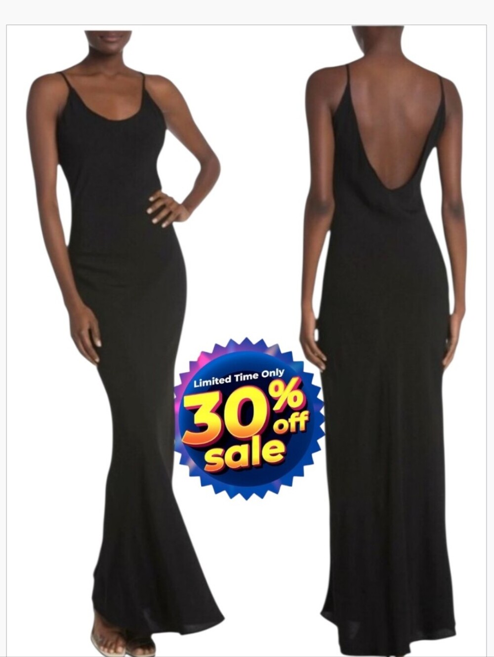 NWT WILDFOX Black Slip Maxi Dress  Sz S